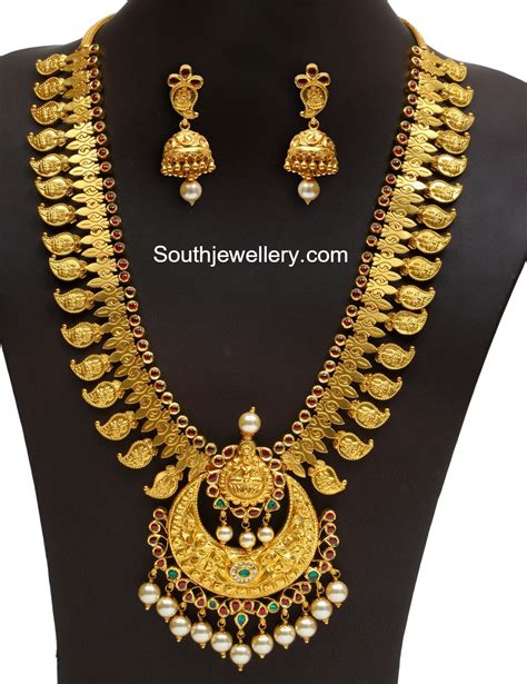 Antique Gold Lakshmi Mango Mala Set Indian Jewellery Designs