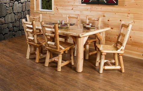 This allows people to come and go from the table comfortably and the proportions of the room will look more elegant. Rustic White Cedar Log Family 72" Dining Table Set with 6 ...
