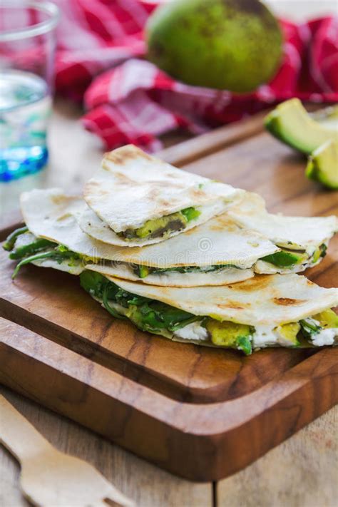 Goat Cheese And Avocado Quesadilla Stock Photo Image Of Mexican Goat