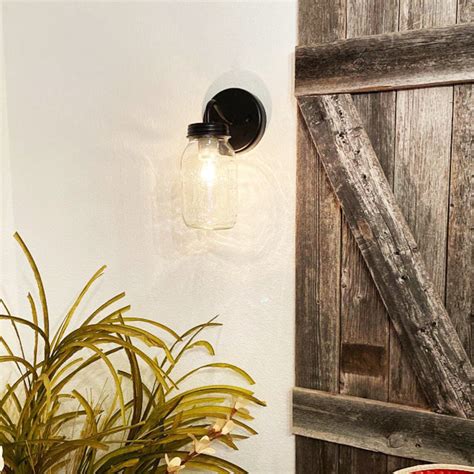 Mason Jar Wall Sconce Lighting Fixture New Quart Farmhouse Etsy