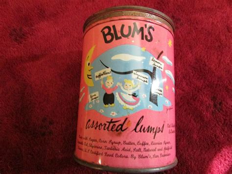 Blums Assorted Lumps Candy Open Empty Can 1960s San Francisco