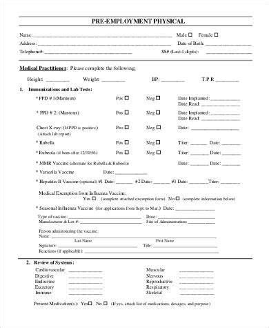If you are having trouble viewing the document, you may download the document. printable pre employment physical form | Physics ...