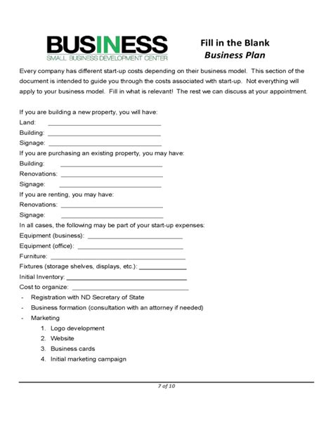 Free Fillable Business Plan Template Free Printable Templates