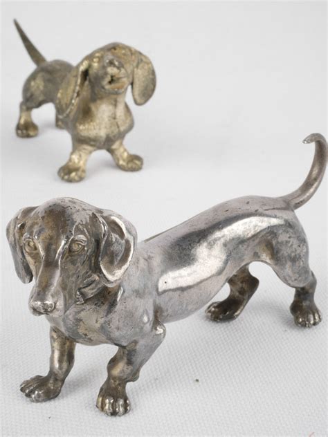 Two 19th Century Miniature Dachshund Sculptures Chez Pluie