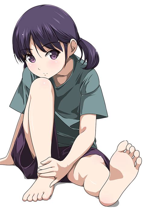 Safebooru Girl Barefoot Feet Highres Legs Long Hair Matsunaga Kouyou Original Purple Hair