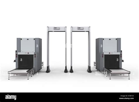 3d Rendering Airport Security Checkpoint With Security Gates And
