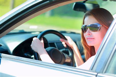 Beautiful Young Woman In Car Stock Photo Image Of Belt Owner 68937778