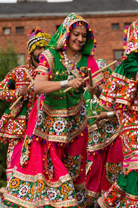Navratri Festivali Garba Ift Dans Dandiya Raas Mutlu Durga Puja Ve