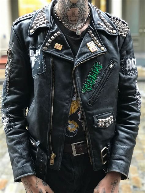Vintage Punk Leather Studded Moto Jacket Punk Fashion Men Punk
