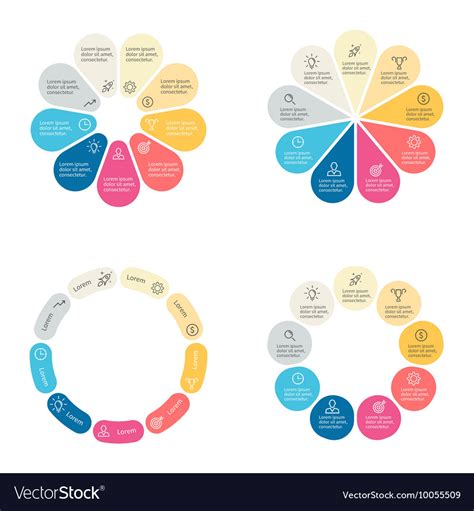 Circular Infographics With 9 Sections Royalty Free Vector