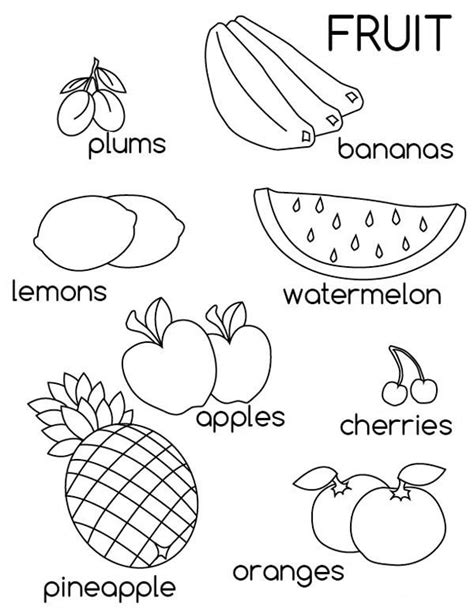 Fruit Picture Coloring Page For Kids Netart English Activities For
