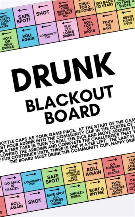 Printable Digital Download Drunk Blackout Board Drinking Etsy España