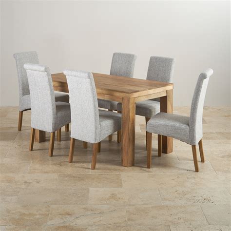 Dining sets from this collection are constructed from mango veneer and hardwood, tops are finished to perfection and highlighted with metal accents. Mantis Light Mango Dining Set - 5ft Table with 6 Chairs
