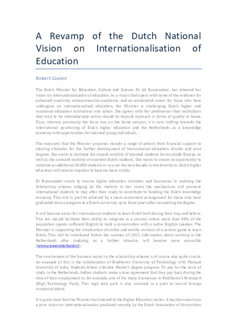 Pdf A Revamp Of The Dutch National Higher Education Strategy On