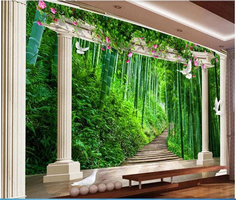 Wdbh 3d Photo Wallpaper Custom Mural European Bamboo Forest Rose Garden
