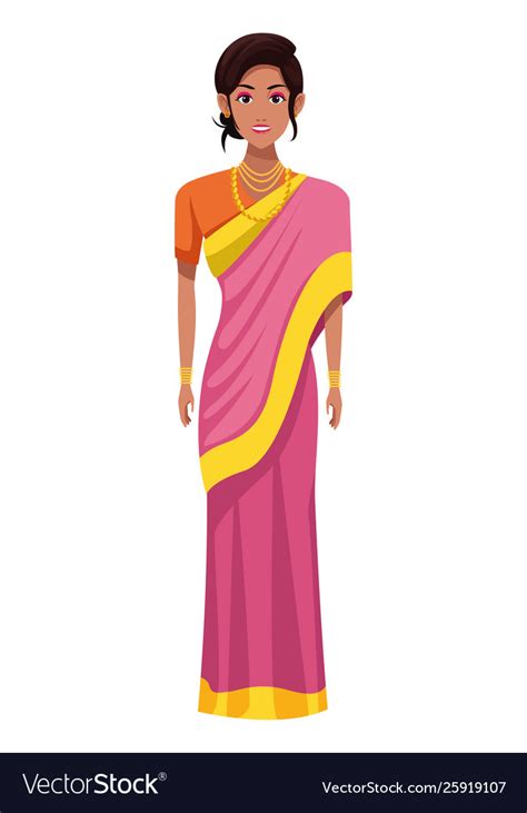 Indian Woman Wearing Traditional Hindu Clothes Vector Image