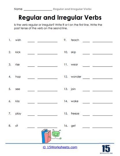 Regular And Irregular Verbs Worksheets Worksheets Com