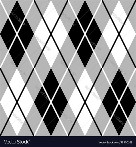 Argyle Pattern Seamless In Black And White Vector Image