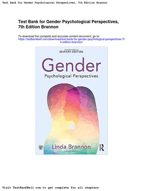 test bank for gender psychological perspectives 7th edition brannon pdf