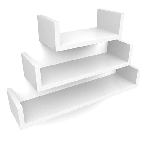 Songmics Set Of 3 Wall Shelves Floating Shelves 30 45 60 Cm Glossy