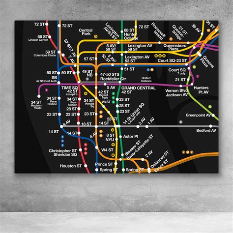 Nyc Subway Map Modern Black Wall Art Set Nyc Subway Map Nyc Subway