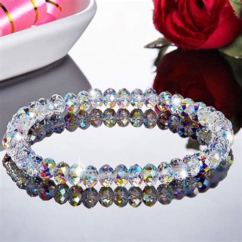 Gpl Beautiful 1pc New Women Colorful Crystal Beaded Bracelets And Bangles Girls Vintage Shiny Rope
