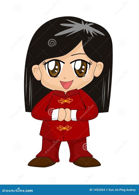 cute chinese cartoon girl stock vector image of chinese 1452264