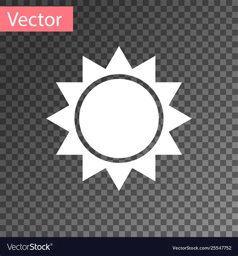 White Sun Icon Isolated On Transparent Background Vector Image