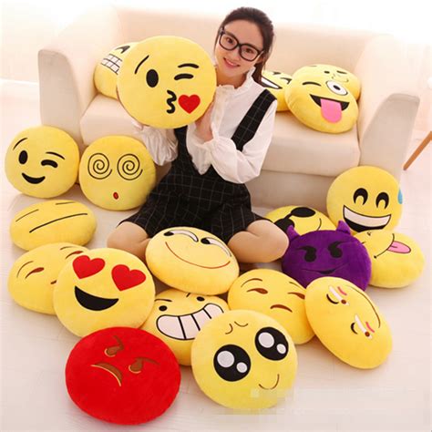 13cute Emoji Emoticon Stuffed Cushion Pillow Round Plush Cushion Soft
