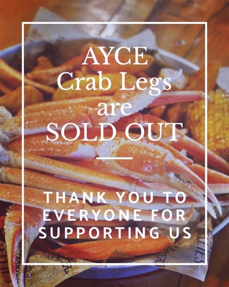 Lazy Pirate Ayce Crab Legs Are Sold Out Thank You