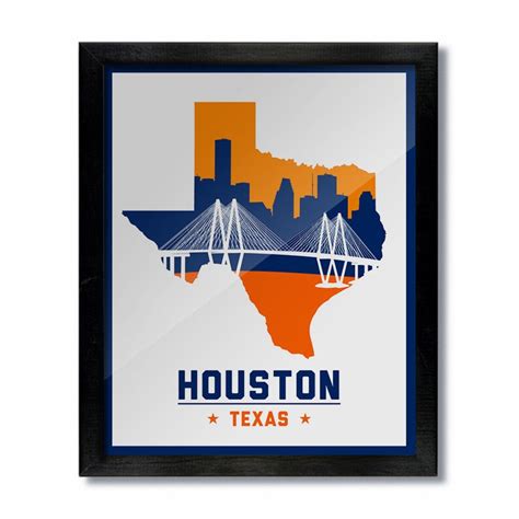 Houston Texas Skyline Poster Print Wall Art Choose A Size Etsy