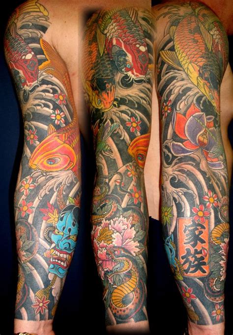 Maybe you would like to learn more about one of these? Colour Oriental Full Sleeve with Koi, Snake, Peony, Lotus ...