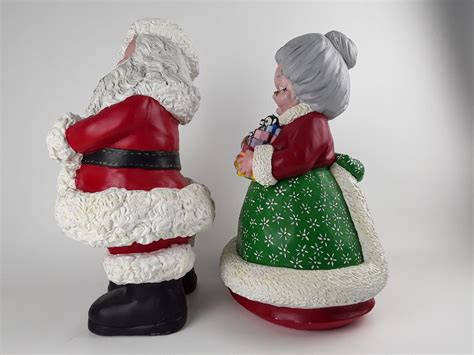 Vintage Ceramic Santa Claus And Mrs Claus Figures Large Hand Etsy