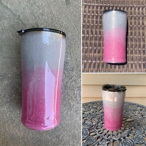 Pink Ombre Glitter Tumbler Tumbler Cups Tumbler With Straw Glitter