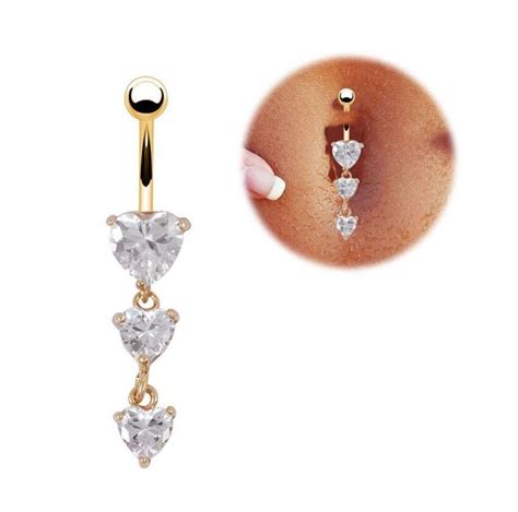 Moda Joyas Cz Piercings Jewelry Womens Sexy Belly Button Ring Long Dangle Clear Navel Bar Gold