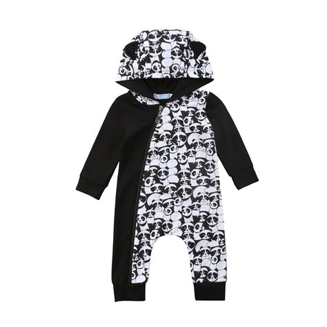 Brand New Infant Baby Boy Girl Panda Clothes Long Sleeve Hooded Zipper