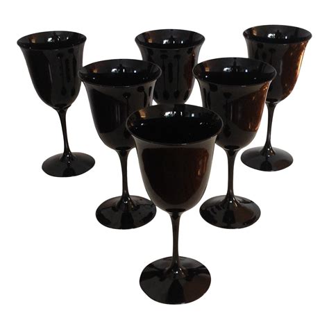Black Amethyst Wine Glasses Goblets Set Of 6 Chairish