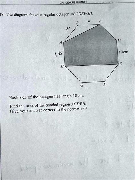 Solved Candidate Number 18 The Diagram Shows A Regular Octagon Abcdefgh Each Side Of The
