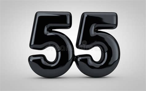 Black Glossy Balloon Number 55 Isolated On White Background Stock