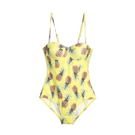 2018 new sexy summer women one piece suit pineapple printed swimsuit push up padded bikini