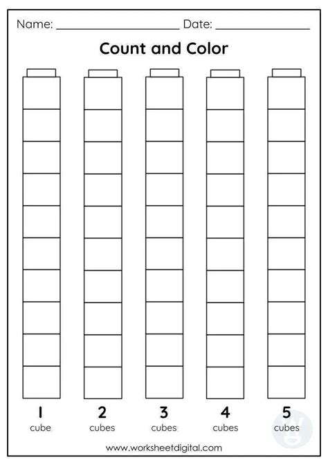 Count And Color The Cubes Worksheet Digital