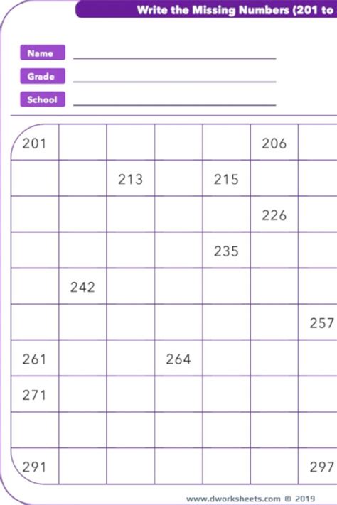 Learning Or Teaching Write The Missing Numbers 201 To 300 Is So Easy