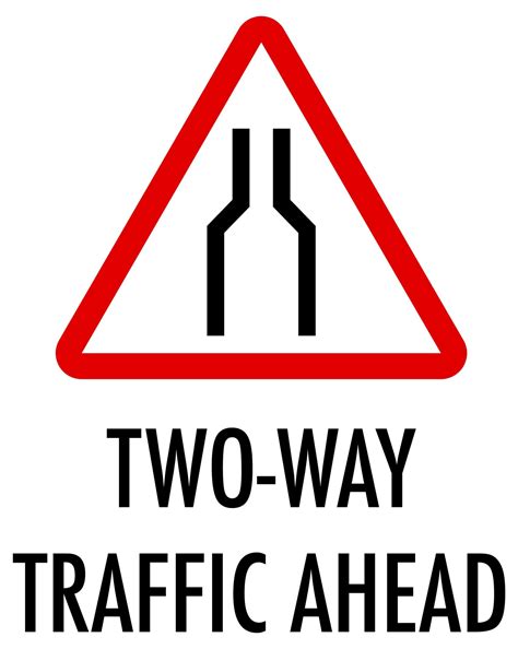 Two Way Traffic Ahead Sign On White Background 1437370 Vector Art At