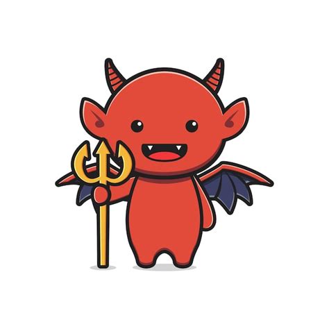 Premium Vector Cute Devil Mascot Halloween Cartoon Icon Illustration