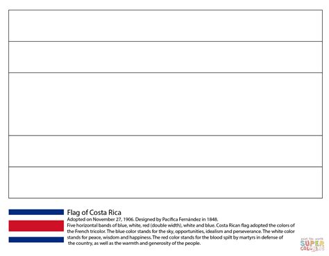 Costa Ricas Flagga Målarbok Gratis Målarbilder att skriva ut