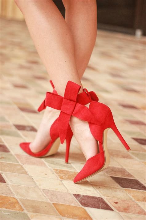 Red Suede Bow Heels Love Bow Heels Outfit Bow Heels Heels