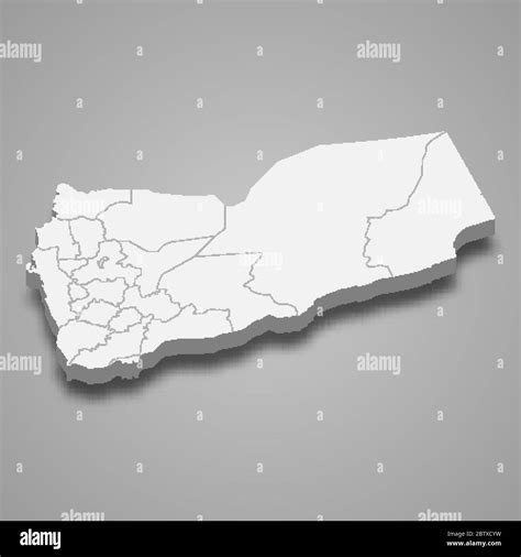 3d Map Of Yemen With Borders Of Regions Stock Vector Image And Art Alamy