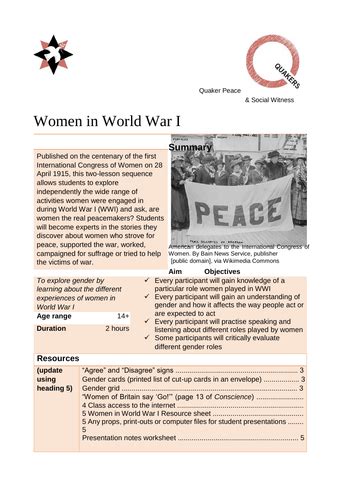 Women Of World War I Teaching Resources