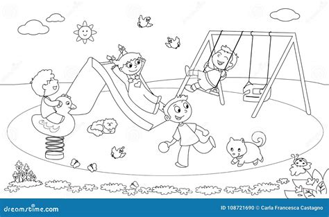 Children Playing Outline