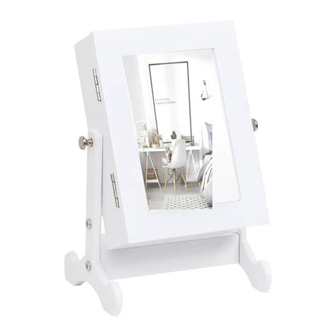 The primary purpose was to hold earrings she also wanted it to be a painted cabinet, so that she could (later) add a painted front to the cabinet. 12" Mirror Jewelry Cabinet Organizer Small Tabletop Wooden ...